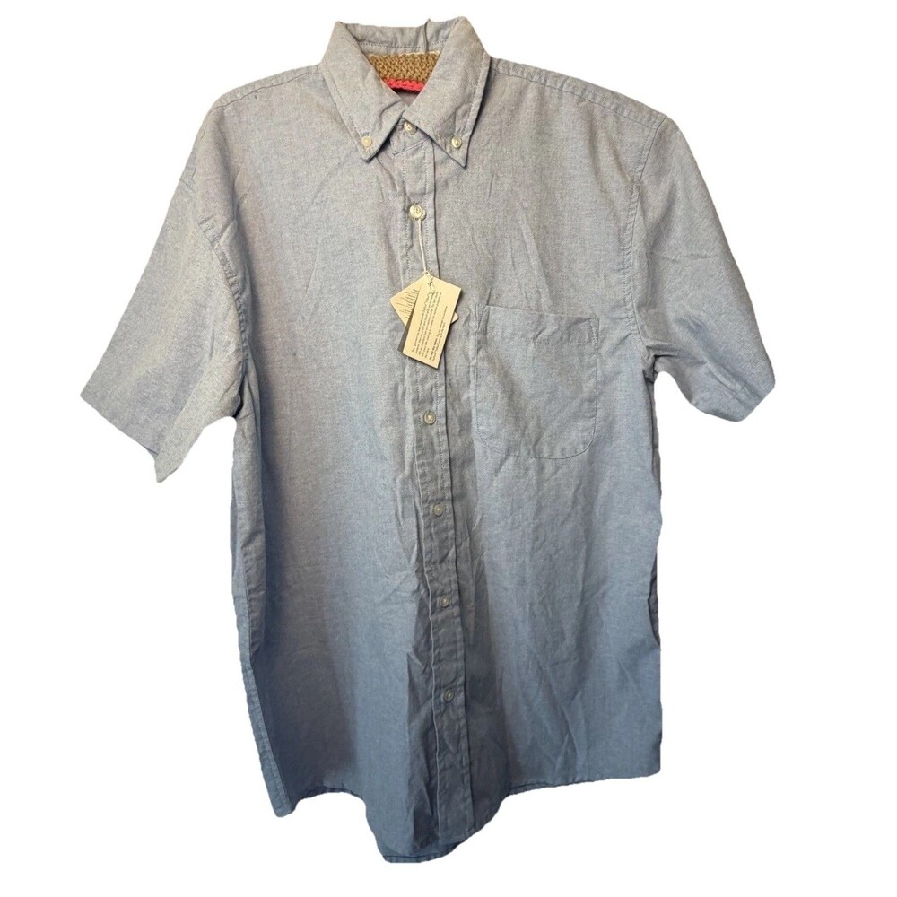 FeatherLite Men's Medium Light Blue Oxford Shirt Teflon Stain Resistant
